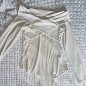 Abercrombie & Fitch Cream Off-Shoulder Bodysuit